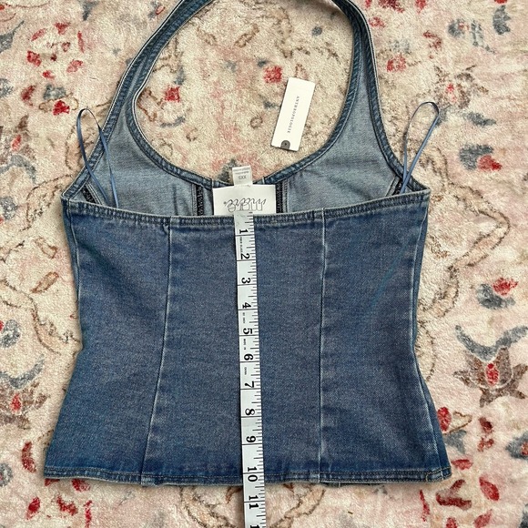 Mare Mare Halter Shrunken Denim Vest Top XXS Anthropologie Womens Blouse Jean - Picture 8 of 8